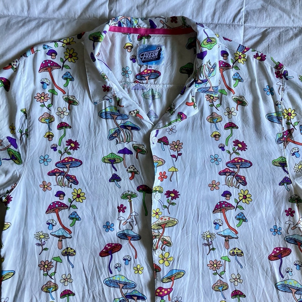 Fresh Prints of Bel-Air Wild Mushroom Button Up Mens XL Trippy Psychedelic Fest - Picture 4 of 14